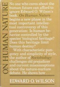 The cover of the first edition of On Human Nature by EO Wilson
